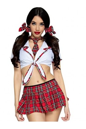 Leg Avenue Miss Prep School Adult Sized Costumes, Rouge, M/L EUR 42-44 Femme