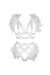 BANSSGOTH Plumes épaulettes Harnais Complet Soutien-Gorge Lingerie Cage Porte-Jarretelles pour Femmes Ensemble Sangle de Poit
