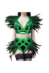 BANSSGOTH Plumes épaulettes Harnais Complet Soutien-Gorge Lingerie Cage Porte-Jarretelles pour Femmes Ensemble Sangle de Poit