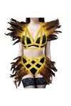 BANSSGOTH Plumes épaulettes Harnais Complet Soutien-Gorge Lingerie Cage Porte-Jarretelles pour Femmes Ensemble Sangle de Poit