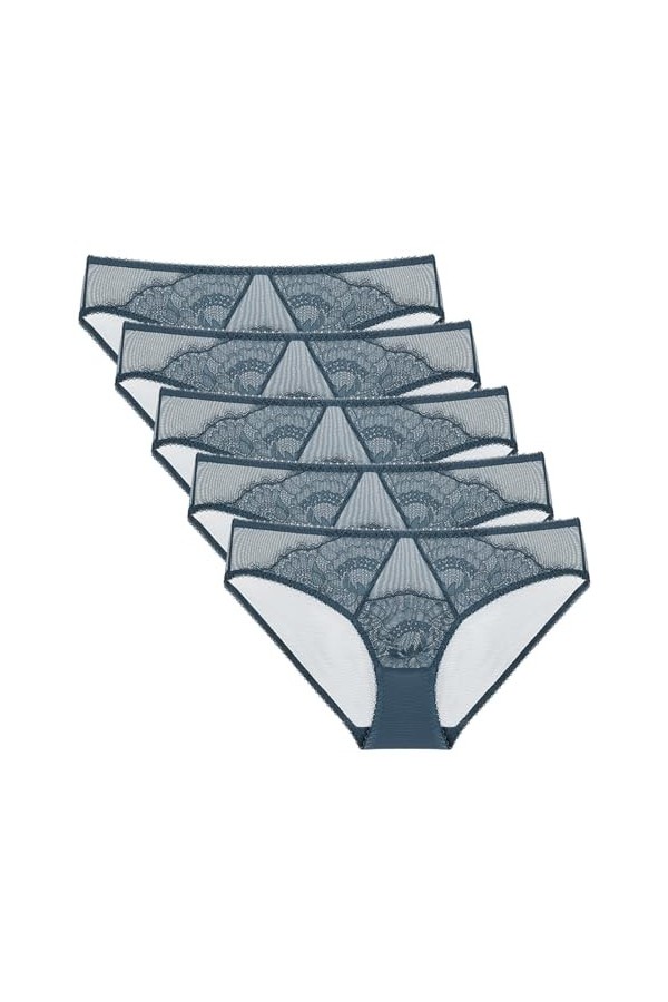 Necalisi Culotte Femme Lot de 5 Multicolore-3 Femme Dentelle Culotte Slips en pour Coton À Taille Moyenne Culottes Translucid