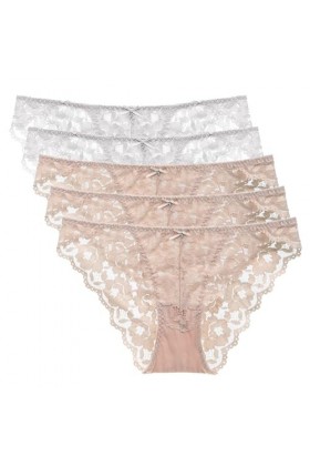 Necalisi Culotte Femme Taille Haute Lot de 5 Multicolore-2 Culottes pour - sous-vêtements pour Femme Bordure en Dentelle - sa