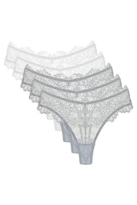 Necalisi Culotte Femme Taille Haute Lot de 5 Multicolore-3 Culotte Femme Menstruelle Classique Dentelle String Coton Bio Flux