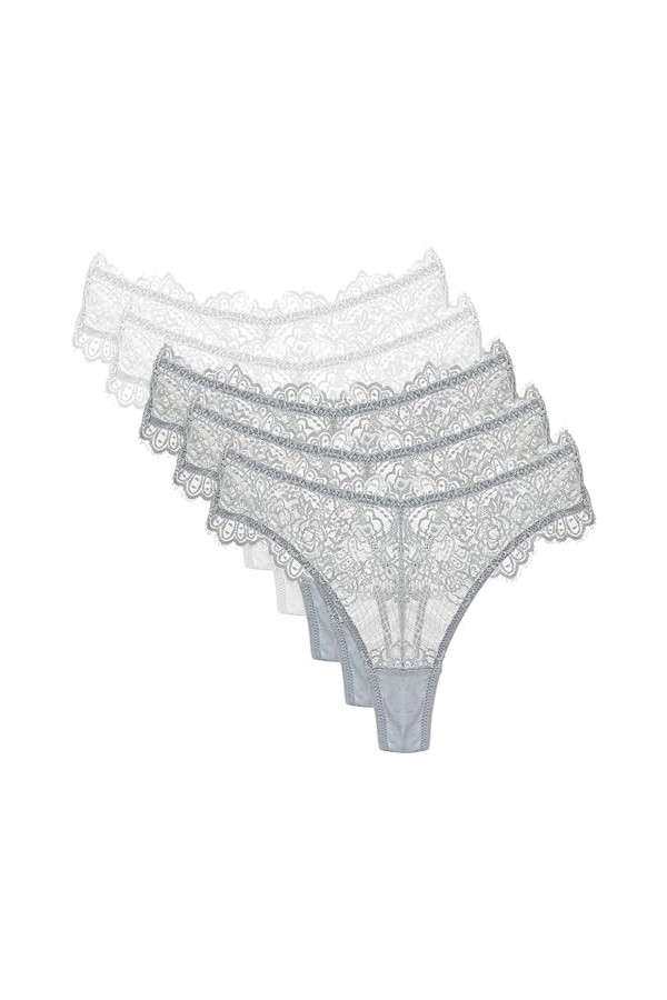 Necalisi Culotte Femme Taille Haute Lot de 5 Multicolore-3 Culotte Femme Menstruelle Classique Dentelle String Coton Bio Flux