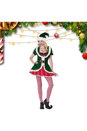 Costume Elfe Femme Noël - Noël Pour Femmes Sexy | Vert Elf Lady Velours Robe Noël Sexy Arbre Noël Vêtements Costume Père Noël
