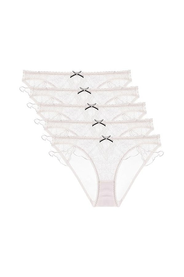 Necalisi Culotte Femme Taille Haute Lot de 5 Multicolore-1 Culotte Taille Basse Femme Très Confortable- Dentelle Doux et Resp