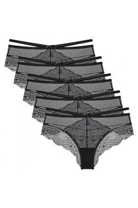 Necalisi Culotte Femme Lot de 5 Multicolore-6 sous-Vêtements Style Hipster en Coton et Dentelle Femme Tanga Dentelle pour Fem