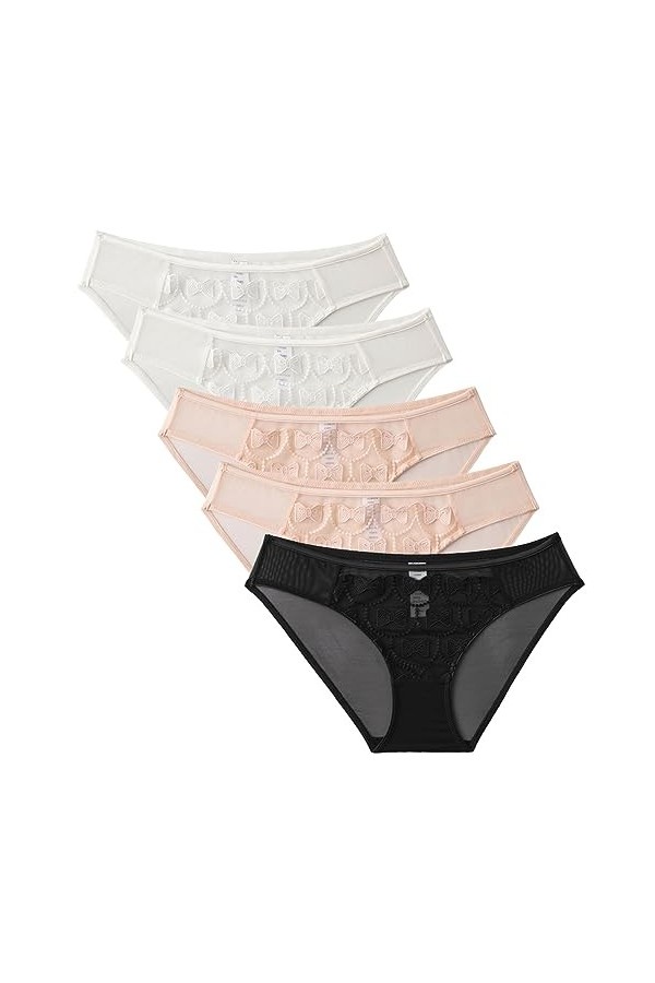 Necalisi Culotte Femme Lot de 5 Rose Culottes pour - sous-vêtements pour Femme Bordure en Dentelle - sans Couture - Taille Ha