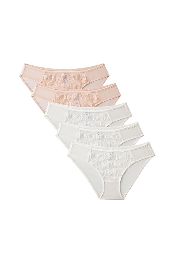 Necalisi Culotte Femme Lot de 5 Rose Culottes pour - sous-vêtements pour Femme Bordure en Dentelle - sans Couture - Taille Ha