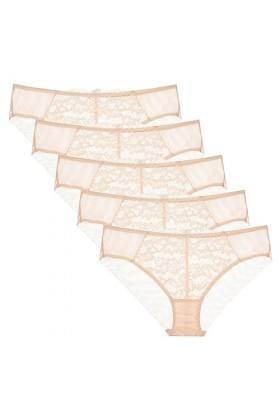 Necalisi Culotte Femme Taille Haute Lot de 5 Multicolore-6 Culotte Taille Basse Femme Très Confortable- Dentelle Doux et Resp