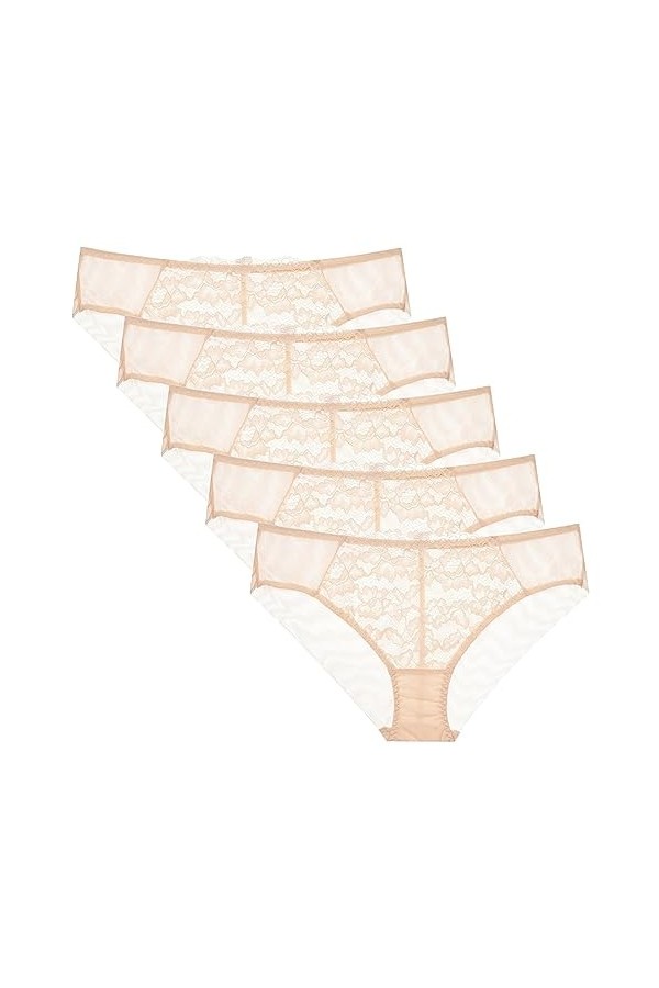 Necalisi Culotte Femme Taille Haute Lot de 5 Multicolore-6 Culotte Taille Basse Femme Très Confortable- Dentelle Doux et Resp