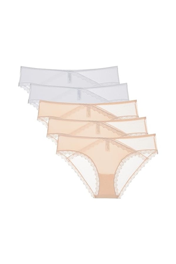 Necalisi Culotte Femme Lot de 5 Multicolore-4 Culotte Femme Menstruelle Classique Dentelle String Coton Bio Flux Abondant Dim