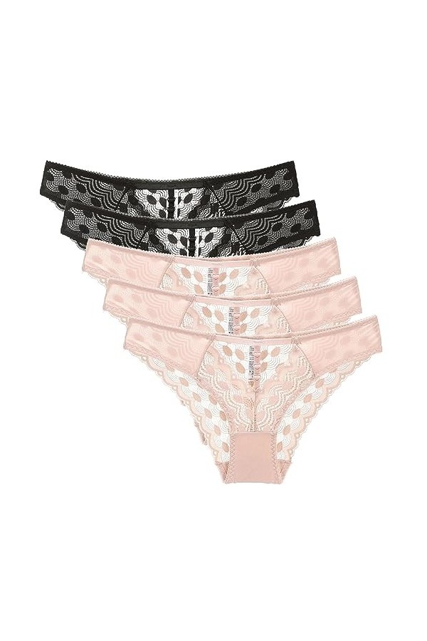 Necalisi Culotte Femme Lot de 5 Multicolore-2 Culottes en Dentelle pour Femmes sous-vêtements Sexy Slips Ultra Minces Culotte