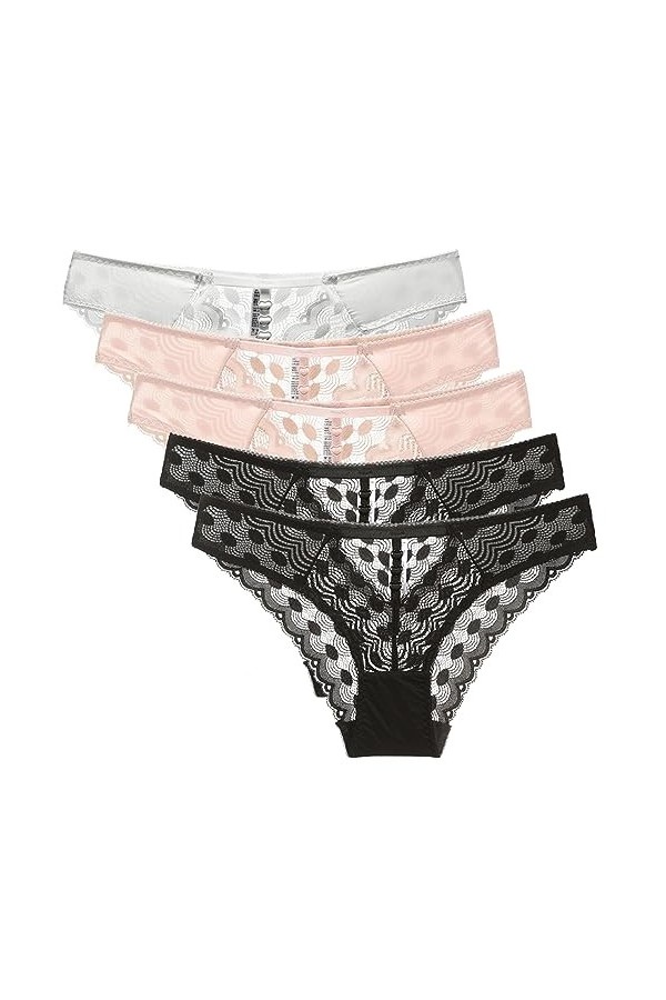 Necalisi Culotte Femme Lot de 5 Multicolore-2 Culottes en Dentelle pour Femmes sous-vêtements Sexy Slips Ultra Minces Culotte