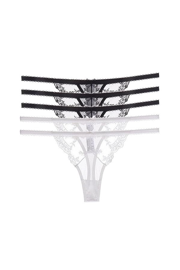 Necalisi Culotte Femme Taille Haute Lot de 5 Noir Slips Dentelle Femmes sous-vêtements Respirants Culottes Lingerie String Fi