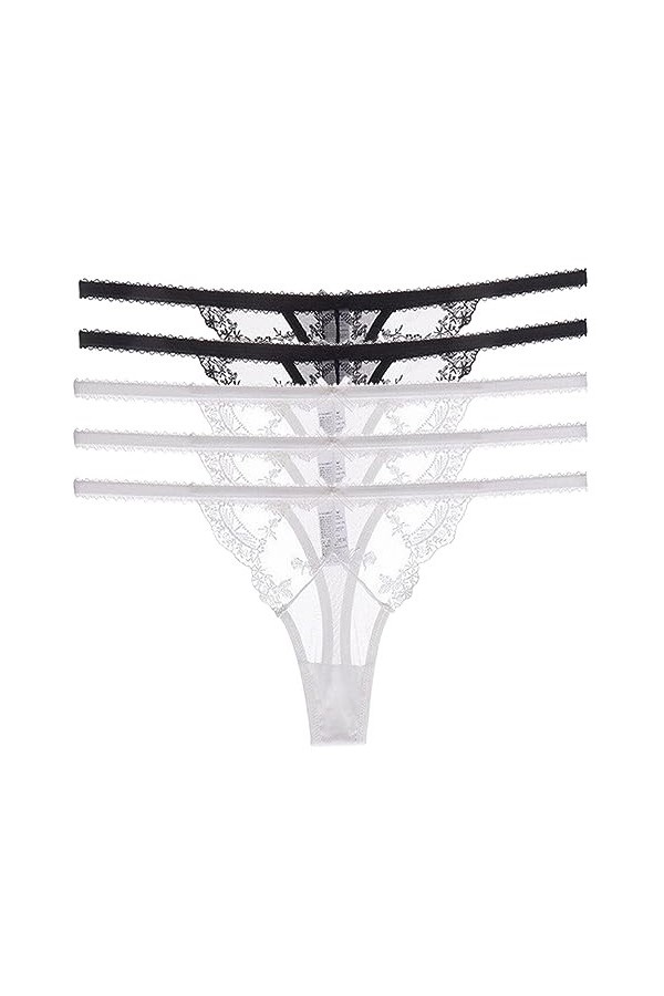 Necalisi Culotte Femme Taille Haute Lot de 5 Noir Slips Dentelle Femmes sous-vêtements Respirants Culottes Lingerie String Fi