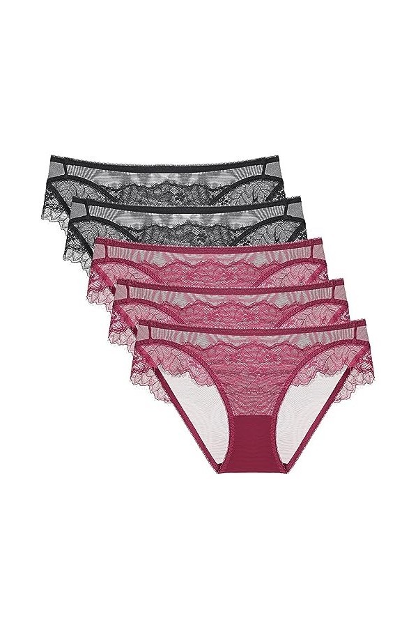 Necalisi Culotte Femme Lot de 5 Multicolore-7 Femmes Confortable Culotte Sculptante Slips Hipster Confortable Taille Haute Sl