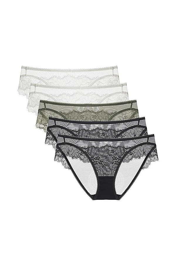 Necalisi Culotte Femme Lot de 5 Multicolore-7 Femmes Confortable Culotte Sculptante Slips Hipster Confortable Taille Haute Sl