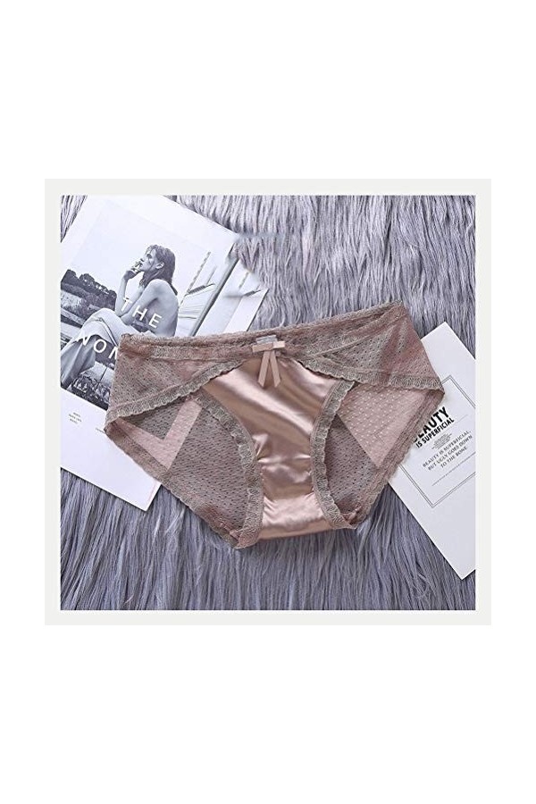 WANGJUN Lingerie Sexy Culottes Femmes Dentelle Taille Basse Solide Sexy Satin Soie Slip Dames sous-Vêtements Évider Culotte 