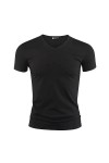 NOGRAX T-Shirt Homme T-Shirt pour Hommes Couleur V Collier À Manches Courtes T-Shirts pour Hommes pour Les Vêtements Masculin