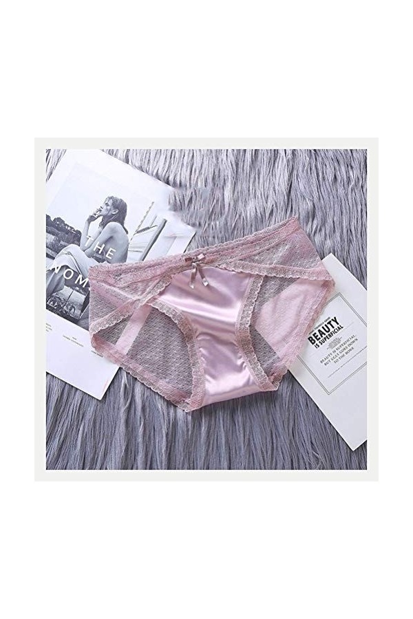 WANGJUN Lingerie Sexy Culottes Femmes Dentelle Taille Basse Solide Sexy Satin Soie Slip Dames sous-Vêtements Évider Culotte 