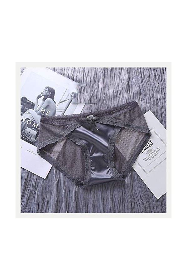 WANGJUN Lingerie Sexy Culottes Femmes Dentelle Taille Basse Solide Sexy Satin Soie Slip Dames sous-Vêtements Évider Culotte 