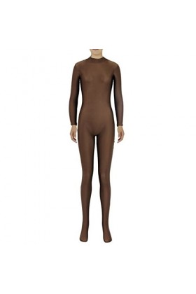 KYZTMHC Femmes Zentai Mascarade Combinaison Super-héros Collants Une pièce Body Solide Catsuit Costume Color : Brown, Size :