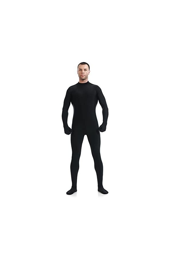 KYZTMHC Adultes Lycra Zentai Costume Stretch Dance Body Outfit Garçons Footed Spandex Body Suit Color : Black, Size : Aldult