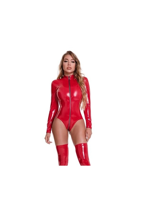 ZTIANEF Costumes Sexy Femme Lingerie Sexy Femme Body Érotique Sexy Teddy Lingerie Femme Costumes, Rouge, M