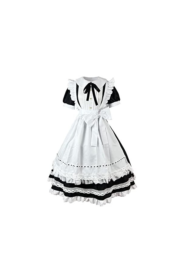 HERSIL Robe longue à manches courtes pour femme - Costume de cosplay, Noir , XL