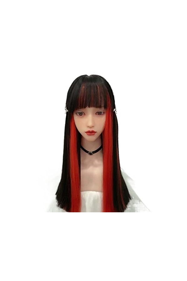 DUNEL Wigs Hair For Women Long Straight Hair With Bangs 2Tone Costume Cosplay Wigs for Women Perfect for Party Color : Black
