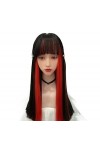 DUNEL Wigs Hair For Women Long Straight Hair With Bangs 2Tone Costume Cosplay Wigs for Women Perfect for Party Color : Black