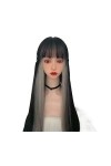 DUNEL Wigs Hair For Women Long Straight Hair With Bangs 2Tone Costume Cosplay Wigs for Women Perfect for Party Color : Black