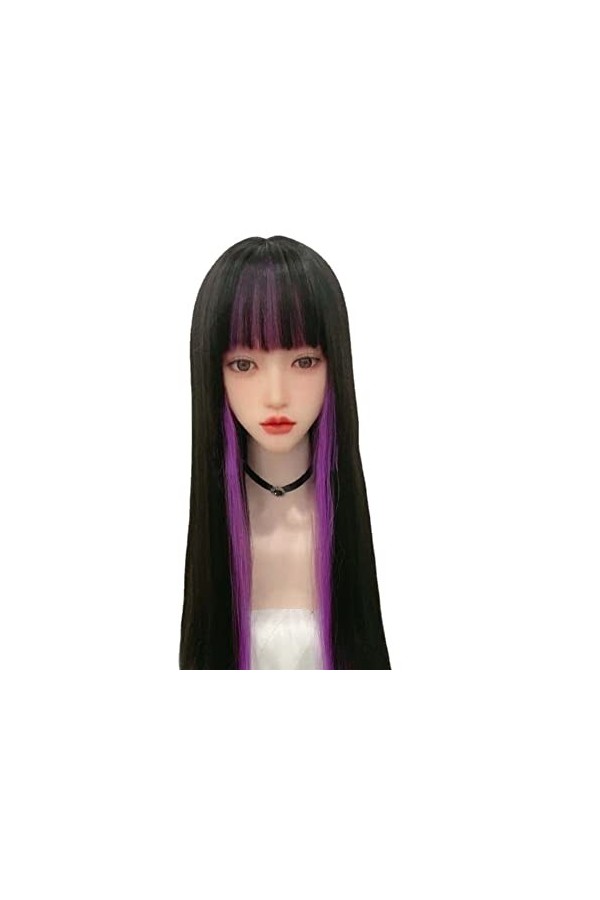 DUNEL Wigs Hair For Women Long Straight Hair With Bangs 2Tone Costume Cosplay Wigs for Women Perfect for Party Color : Black
