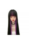 DUNEL Wigs Hair For Women Long Straight Hair With Bangs 2Tone Costume Cosplay Wigs for Women Perfect for Party Color : Black