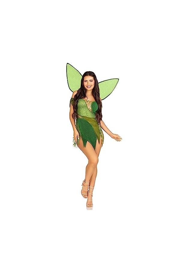 Leg Avenue 3 PC Forest Fairy, includes patchwork dress with adjustable lace ups and tattered skirt, leaf accents, detachable 