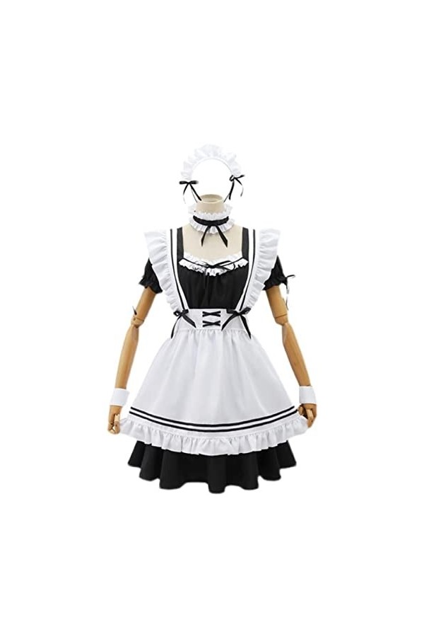 MENGQING Costume de soubrette Lolita mignon pour filles et femmes - Costume de soubrette pour costumade - Ensemble complet, 4