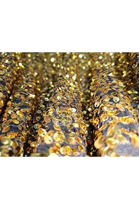 Filet en tissu avec séquence de couleur noire et dorée 147 cm de large NETSEQ_12236