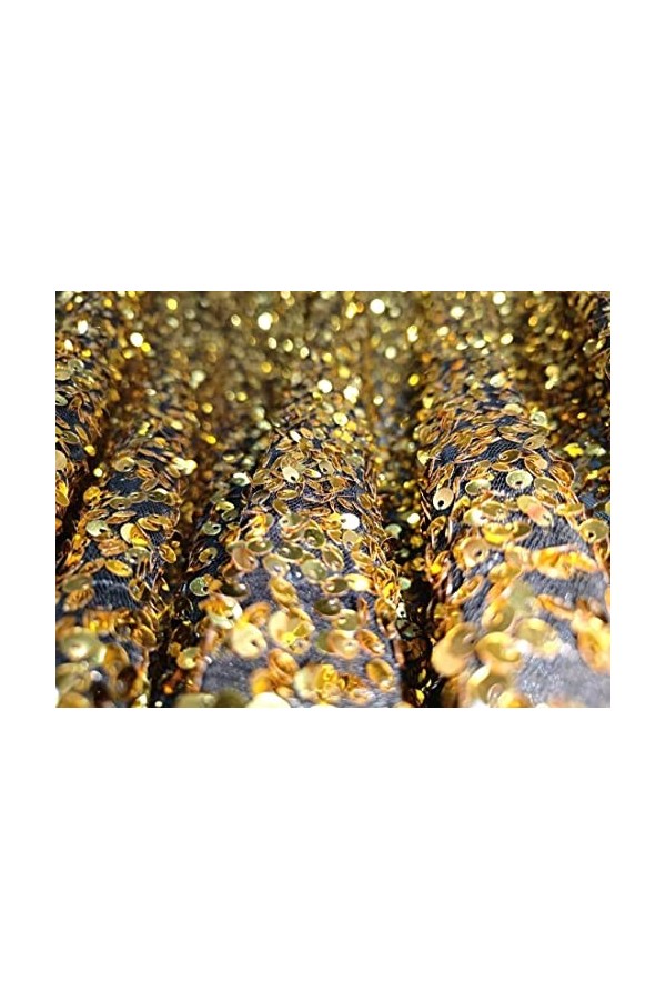 Filet en tissu avec séquence de couleur noire et dorée 147 cm de large NETSEQ_12236