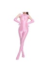 Bciopll Body brillant à lentrejambe avec fermeture éclair pour femme - Combinaison sans manches - Lingerie sexy - Costume de