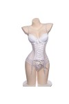 COOKOE Lingerie sexy pour cosplay - Nuisette transparente - Justaucorps à jambe haute - Pyjama - Costume mignon pour femme