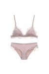 COOKOE Lingerie de luxe en soie pour femme - Soutien-gorge sans fil en satin - Sous-vêtements sexy en dentelle pour femme