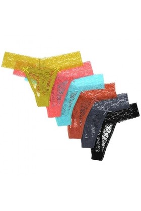 NOGRAX Culotte 6Pcs Femmes Mode Lace Florale String Confortable Respirant Plus Culotte De Taille-Ensemble-L-6Pcs