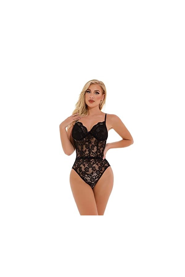 ZTIANEF InfirmièreSous-vêtement érotique Bretelles Sexy pour Femmes, Noir, M