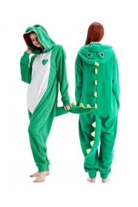 Loiahoer Unisexe Adulte Dragon Vert Onesie Costume Pyjama Dinosaure Halloween Cosplay Costume Nouveauté Animal Noël Pyjama En
