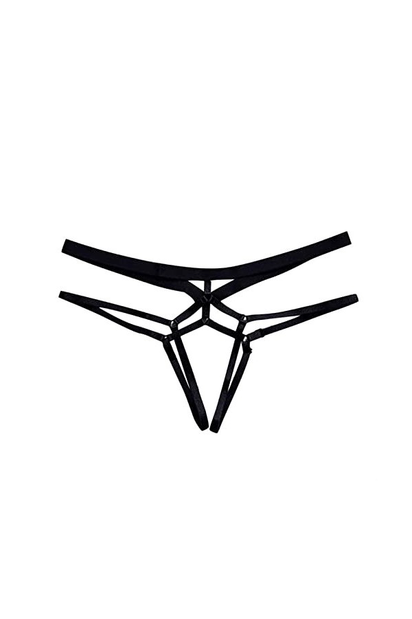 Femme Slips 3 pièces Sexy femmes Bandage soutien-gorge creux string culotte Lingerie T dos Transparent Lingerie dames ouvert 