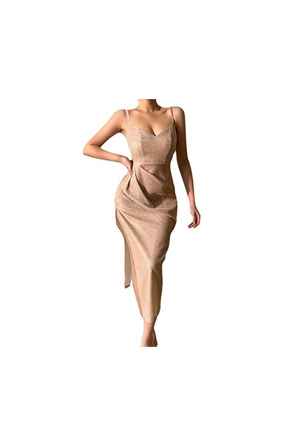 Hot Night Club Style Luxury Glitter Deep V Sexy Robe Femme Sexy Robe, Bleu-2, XL