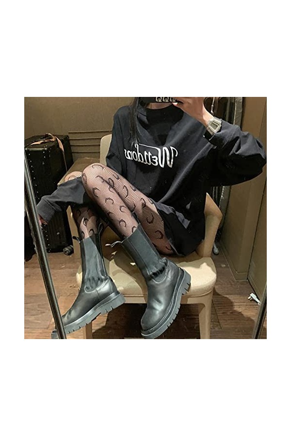 Générique Bas Sexy Collants Sexy pour Femmes Collants Résille Sexy Mesh Bas Creux Bas Lettre Haute Sexy Collants Noirs de Lux