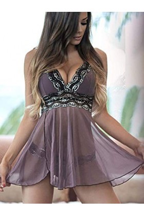 Générique Vêtements Vêtements pour Femmes Ensemble Sexy pour Femmes de Grande Taille Pyjama Robe String sous-vêtements Aspic