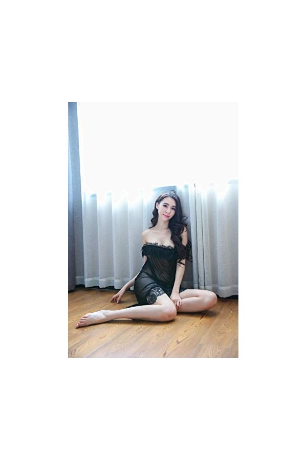 Générique Vêtements Vêtements pour Femmes Lingerie Sexy Pyjama Sexy Transparent pour Fille à Une épaule Taille Unique Blanch